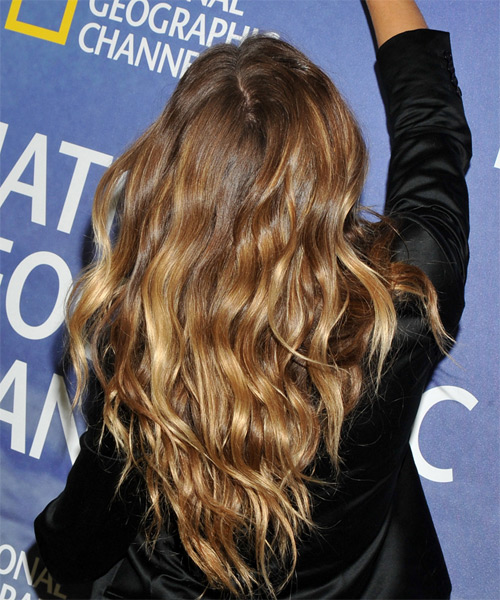 Gisele Bundchen back view showing signature golden honey waves