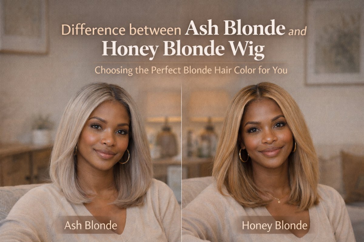 Side by side comparison of ash blonde and honey blonde hair