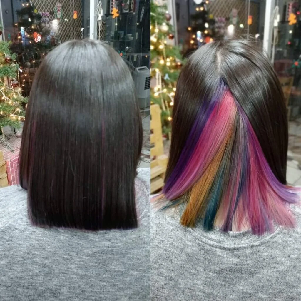 Rainbow Bob Haircut Under Dye Hairstyle