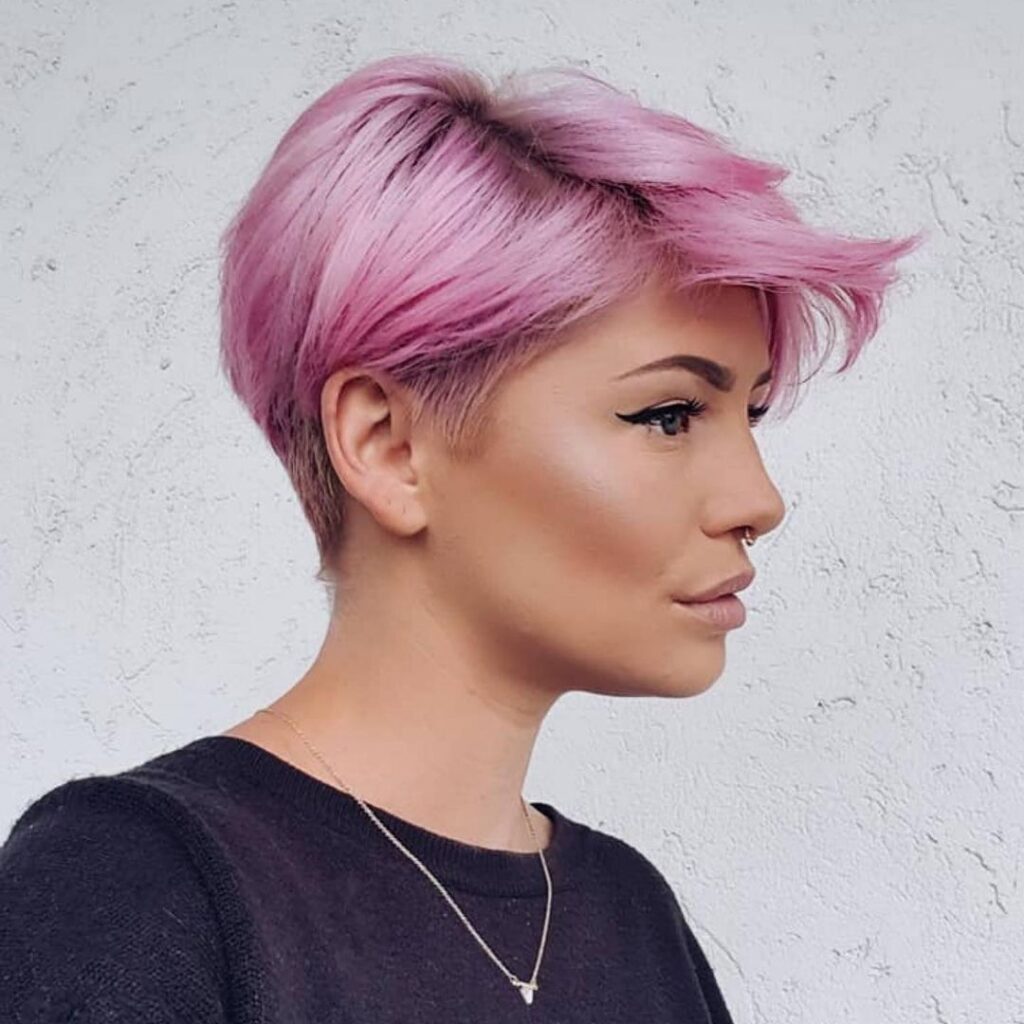 Pink Layered Pixie Cut