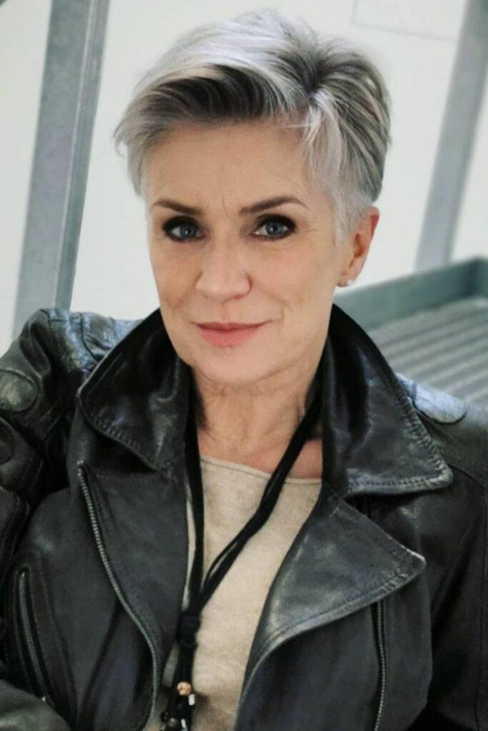 Pixie Cut with Gray & Black Ombre