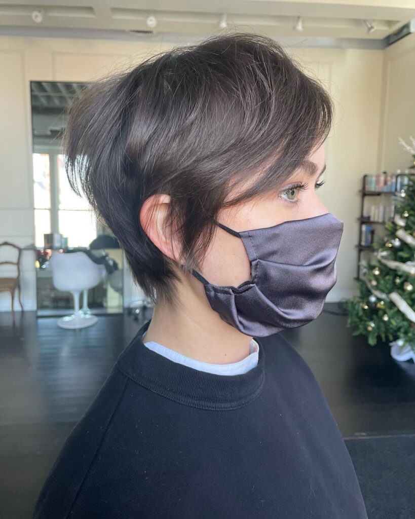 Long Pixie Cut with Cool Brown Hair
