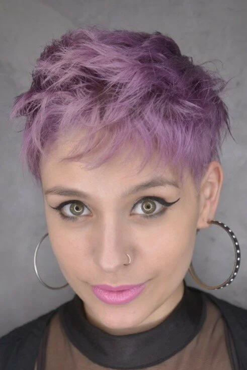 Purple Pixie Cut with Messy Hair