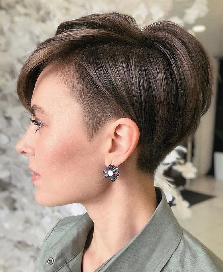 Brunette Pixie Cut with Thick Hair
