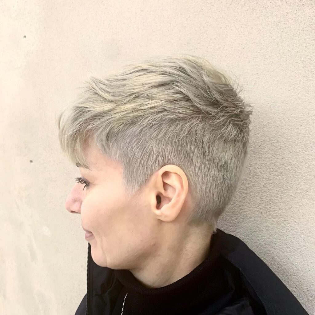 Pixie Cut with Platinum Blonde Hair