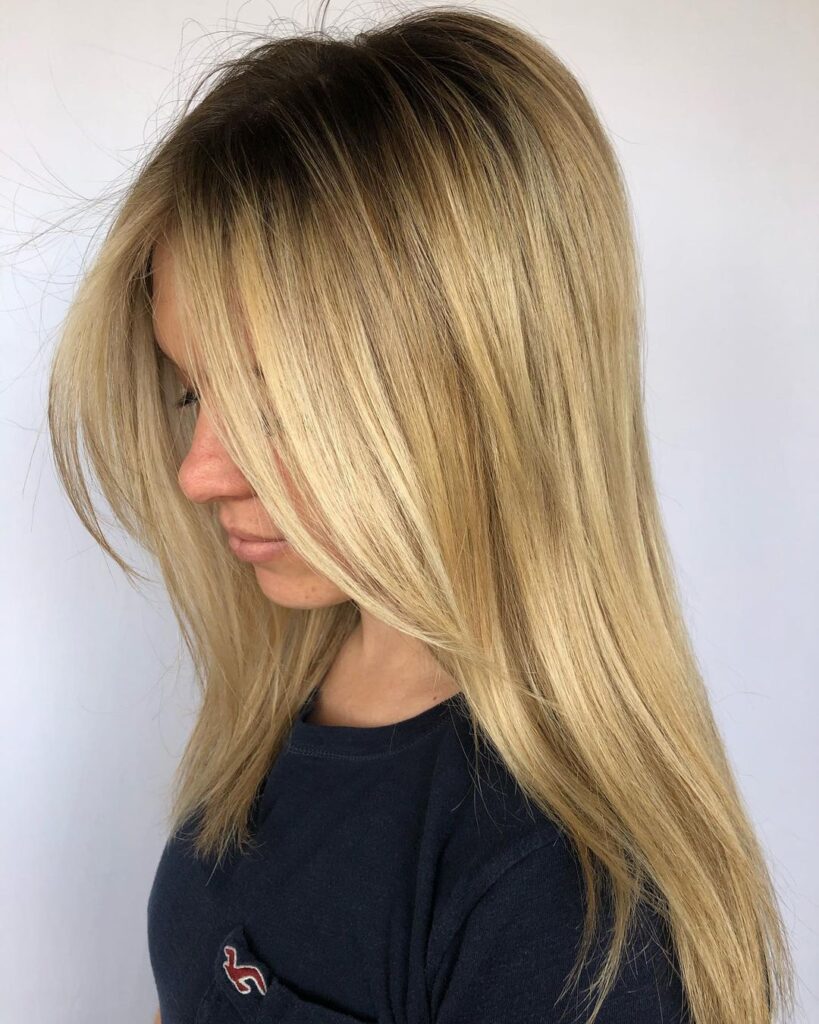 Two-tone Ombre Blonde Hair with Curtain Bangs