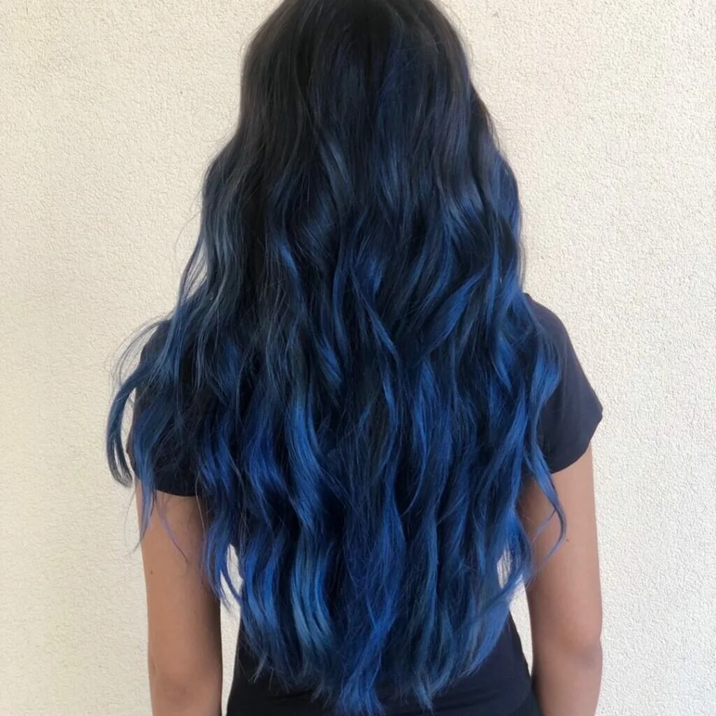 Blue Black Layered Hair