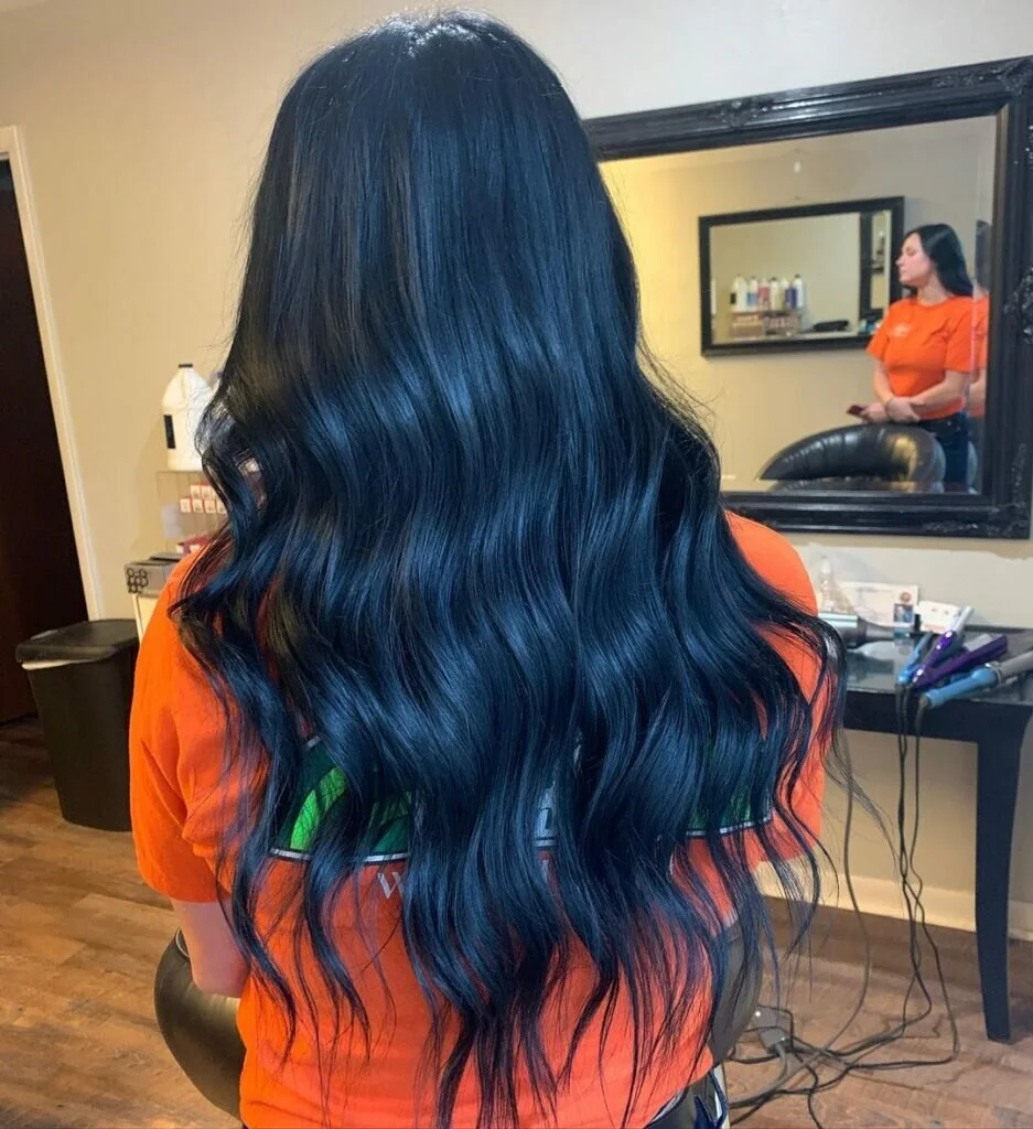 Satiny Indigo Black Blue Hair Color