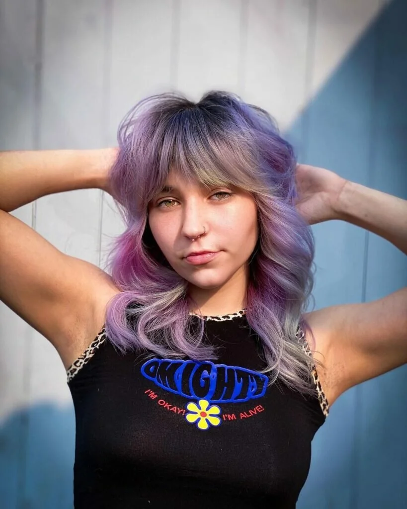 Silver and Purple Wolf Cut 