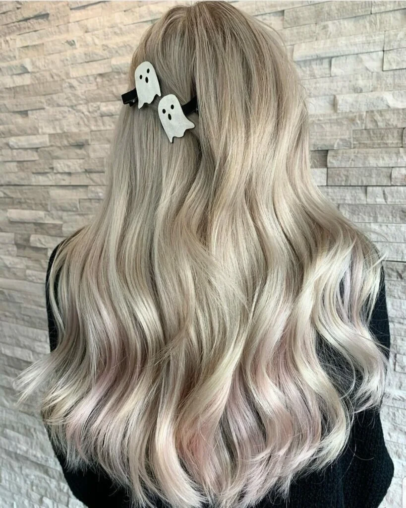 Blonde Highlights with Rose Gold Ends